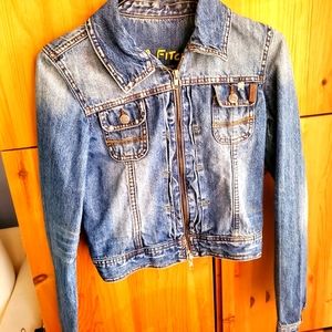 Ezra Fitch Women's Front Zip Distressed Denim Jacket Size Medium
